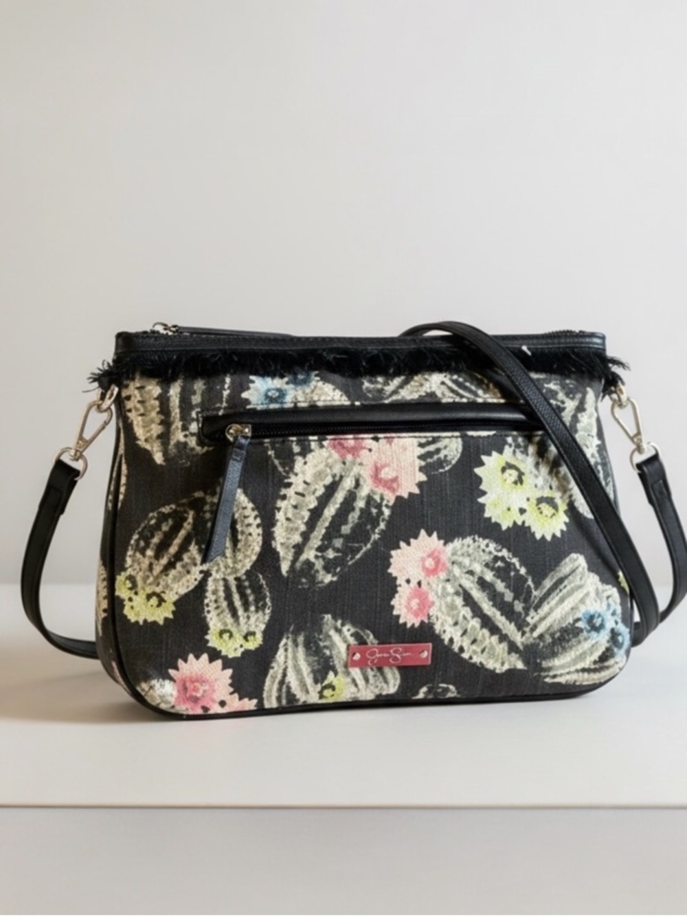 Jessica Simpson Canvas Crossbody Shoulder Bag Rio Cactus Blossom Print